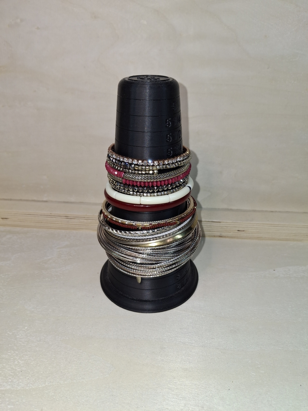 Stackable Silver and Burgundy Women's Bangle Bracelet Set